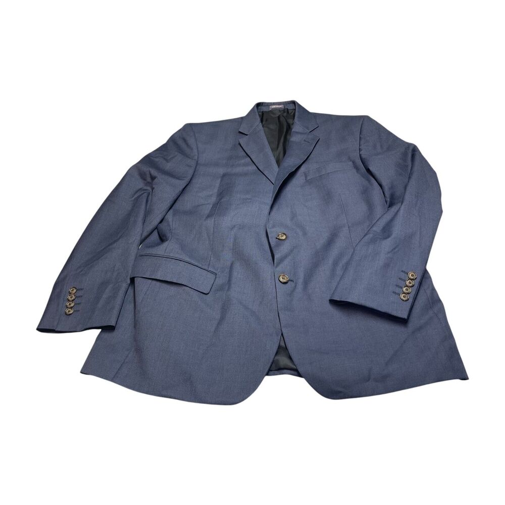 Stafford Blazer Jacket Men 46R Navy Wool Classic Fit Notch Lapel Single Breasted